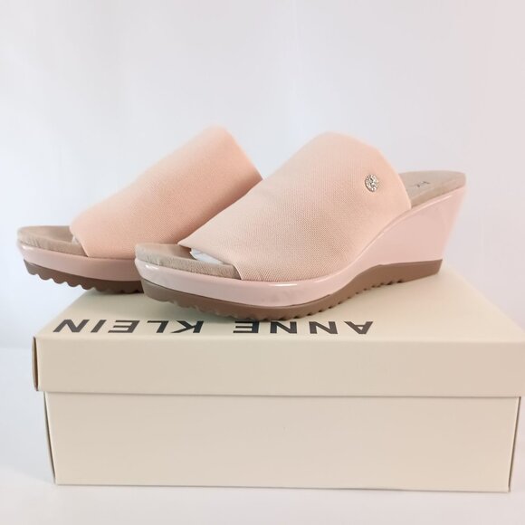 Anne Klein Rellin Wedge Sandals Deep Rose Mesh Size 10 NIB Lightweight Comfort - Picture 1 of 12